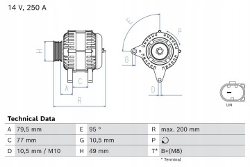 Alternator BOSCH 0 986 086 360 Part manufacturer Bosch
