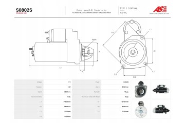 New Starter S0802S Customs tariff code 85114000