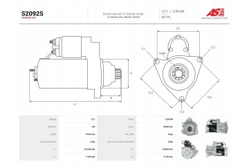 New Starter S2092S Customs tariff code 85114000