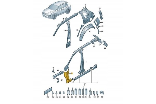 Volkswagen OE Tiguan MK2 Post Reinforcement Plate A Left 5NA809203D Catalog number of the part 5NA809203D