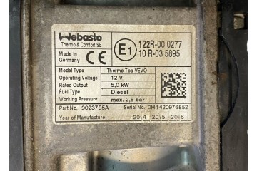 2015 Volvo V60 Parking heater Webasto 122R000277 Quality of parts according to GVO O original with manufacturer s logo OE