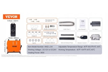 Calefactor estacionario diésel VEVOR 8KW con Bluetooth y compensación 