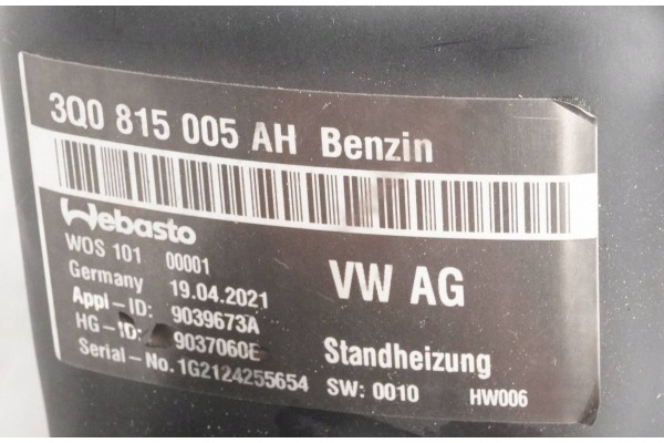 PARKING HEATER WEBASTO VW ARTEON 3Q0815005AH 9037060E Quality of parts according to GVO O original with manufacturer s logo OE
