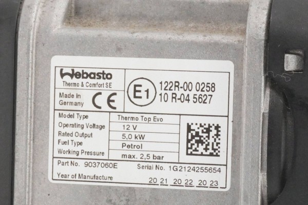 PARKING HEATER WEBASTO VW ARTEON 3Q0815005AH 9037060E Catalog number of the original 9037060E