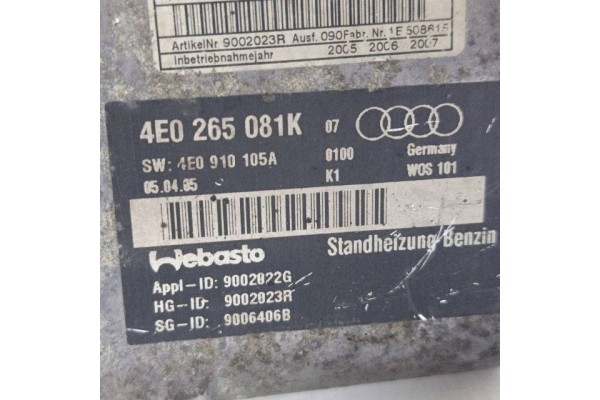 Calefactor de estacionamiento Audi A8 S8 D3 4E 2006 (Webasto) 4E026508