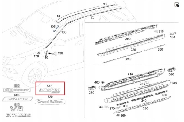 MERCEDES GLE W166 C292 Blotter emblem right OE Packaging status original