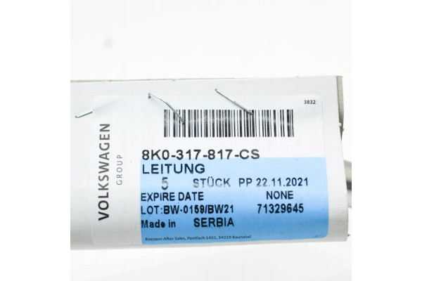Línea de Presión de Aceite de Transmisión Automática AUDI A4 B8 8K0317