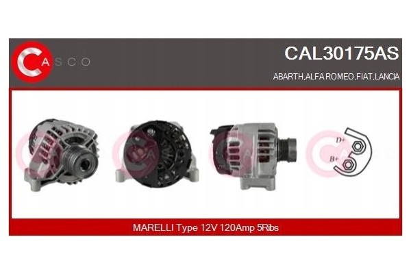 ALTERNATOR 12V 120A CASCO CAL30175AS Part manufacturer Casco
