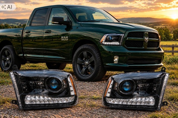 DODGE RAM 1500 2013 2018 LAMP LEFT RIGHT BLACK ROCKET