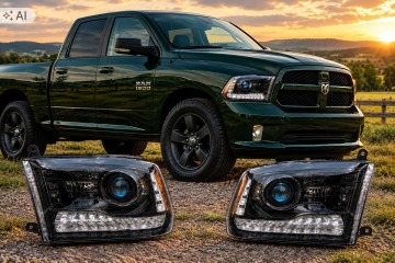 DODGE RAM 1500 2013 2018 LAMP LEFT RIGHT BLACK ROCKET