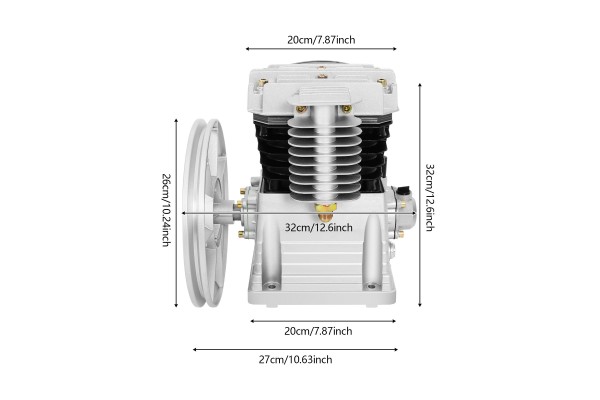 Modern Air Compressor Pump Head Air Compressor Head With 2 Cylinders Silver Product weight with unit packaging 10 6 kg