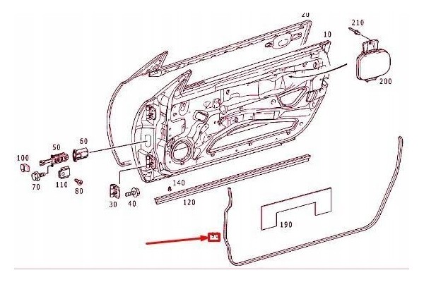 Mercedes SLK 170 W170 LEFT DOOR Seal A1707270330 NEW ORIGINAL Packaging status original