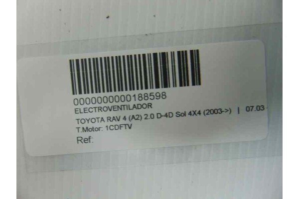 Electroventilador, Toyota RAV4 (A2) 2.0 D-4D Sol 4X4 (2003- ) 2004
