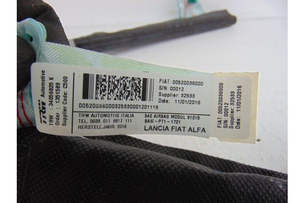 Airbag cortina delantero izquierdo, Alfa Romeo Giulietta (191) Basis (2016-- ) 2016
