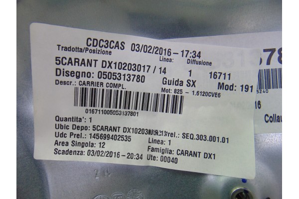 Elevalunas delantero derecho, Alfa Romeo Giulietta (191) Basis (2016-- ) 2016