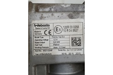 PARKING HEATER WEBASTO SMART FORTWO III 453 10R045627 122R000258 Car type passenger cars