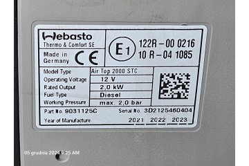 Webasto Air Top 2000 STC 12V diesel zestaw 2021 potencjometr Part manufacturer Webasto