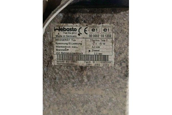 Webasto RENAULT MASTER III Van FV 000002031232 2 3L diesel 110kW 2011 Car type passenger cars