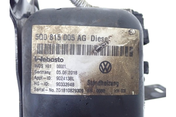 WEBASTO PARKING HEATER 5Q0815005AG SKODA KAROQ 1 6 TDI DDY 18R Car type passenger cars