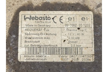 Sistema de Calefacción Auxiliar (Webasto) para Peugeot Expert 2007