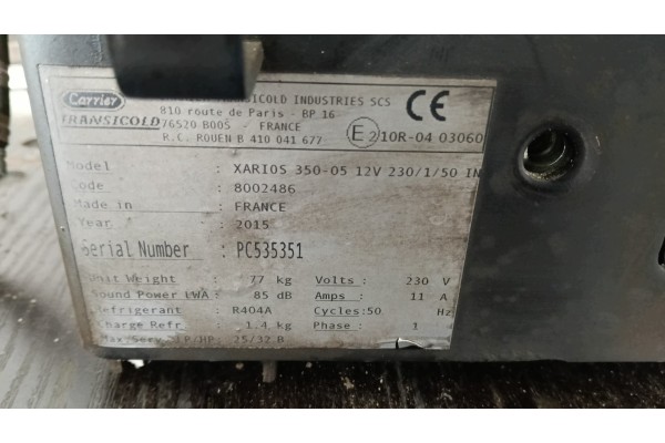 Unidad de Refrigeración Carrier Xarios 350 Nº 026/035