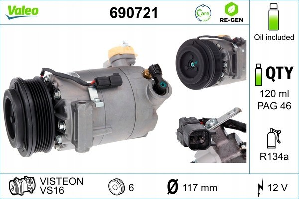 AIR CONDITIONING COMPRESSOR VALEO Catalog number of substitutes AVA Clever Choice FDAK586 BV PSH 090 595 046 020 BV PSH 090 595 