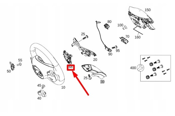 Original Mercedes Benz A1664640417 steering wheel module Catalog number of the part JNL_A1664640417