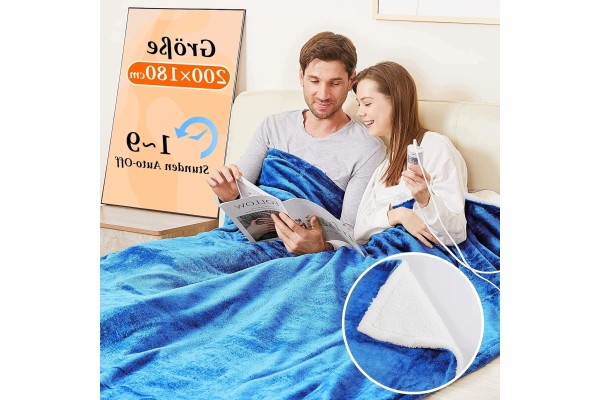 ELECTRIC HEATING BLANKET 200X180 CM WITH SHERPA FLANNEL 10 LEVELS TEM