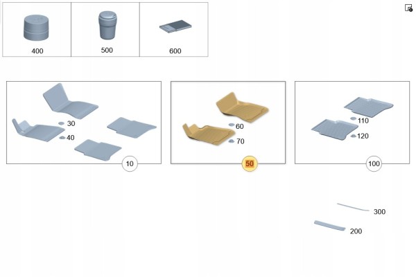 RUBBER CARPETS S 223 BLACK FRONT MERCEDES OE A22368008059051 Packaging status original