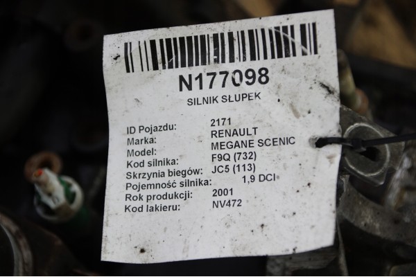 ENGINE POST 1 9 DCI F8T 102 KM RENAULT MEGANE SCENIC Part manufacturer Renault OE