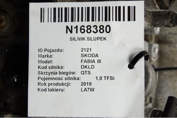 ENGINE POST DKL 1 0 95 KM SKODA FABIA III Engine type petrol