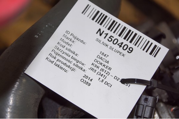 ENGINE POST K9K612 D210251 1 5 DCI 89 KM DACIA DOKKER Part manufacturer Dacia OE
