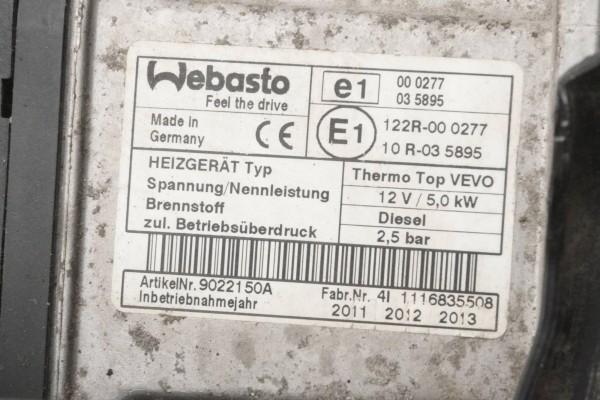 Calefactor auxiliar Webasto VW Passat B7 3C0815005BE 9022150A