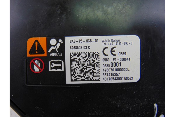 96853001  AIRBAG LATERAL IZQUIERDO OPEL CORSA E Selective 2017 96853001 204761 OPEL - 2