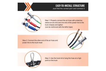 Kit de Mangueras de Aire 3 en 1 para Camiones, Cables en Espiral de 3,