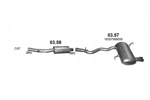 Final silencer BMW 3 E90 E91 capacity 1 6 2 0 Catalog number of the part 03 57