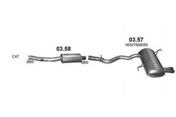 Final silencer BMW 3 E90 E91 capacity 1 6 2 0 Catalog number of the part 03 57