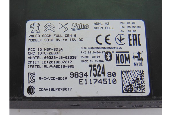 9834752480 MODULO ELECTRONICO DS 3 CROSSBACK