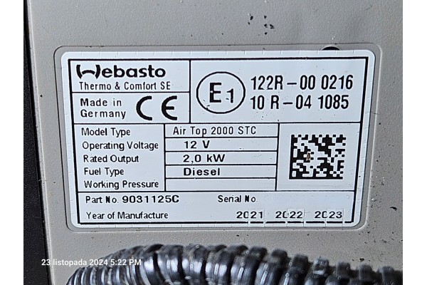 Webasto Air Top 2000 STC 12V diesel zestaw 2021 Multicontrol HD Part manufacturer Webasto