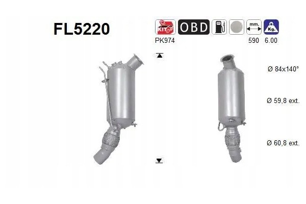 PARTICULATE FILTER FAP DPF FL5220 AS BMW 1 2 Packaging status original