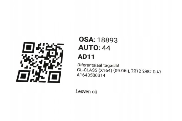 Diferencial trasero Mercedes GL X164 2006-2012 A1643500314