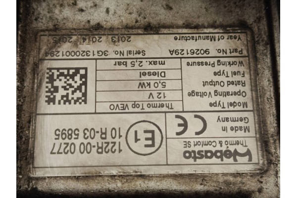 2014 Volkswagen Tiguan Parking heater Webasto 5N0815005R Catalog number of substitutes 9026115A 9024302A