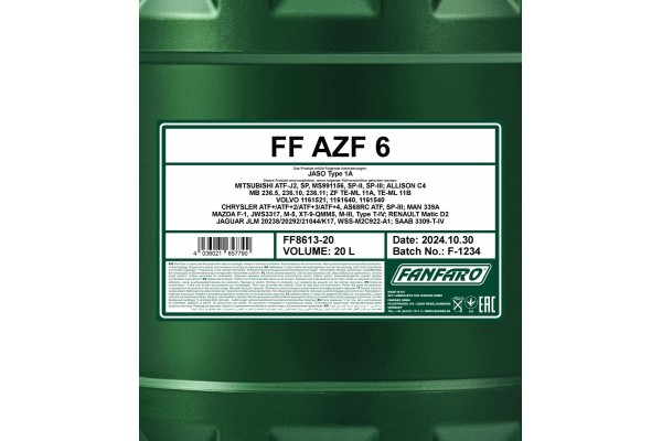 AZF 6 20L_A FANFARO OIL AZF 6 20L S671 090 252 Catalog number of the part FF8613 20