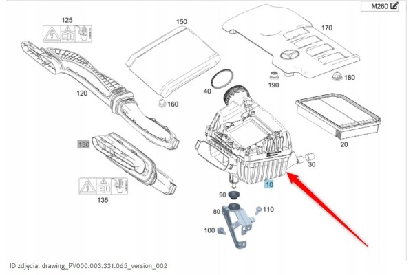 Caja de Filtro de Aire Delantera Mercedes-Benz A W177 A2600902900
