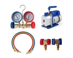 Bomba de vacío 1.8 CFM 1/4 HP para aire acondicionado con mangueras y acoplamientos rápidos