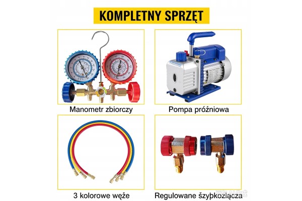 Pompa prozniowa 1 8CFM 1 4HP do klimatyzacji z wezami szybkozaczkami Version European