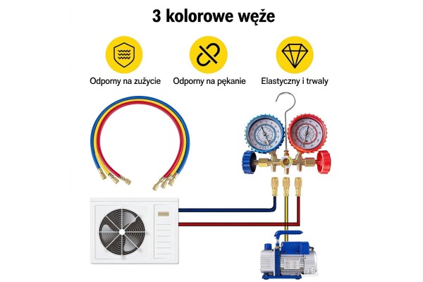 Pompa prozniowa 1 8CFM 1 4HP do klimatyzacji z wezami szybkozaczkami EAN GTIN 757077443239