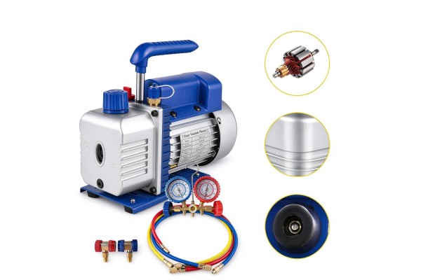 Bomba de vacío 1.8 CFM 1/4 HP para aire acondicionado con mangueras y 