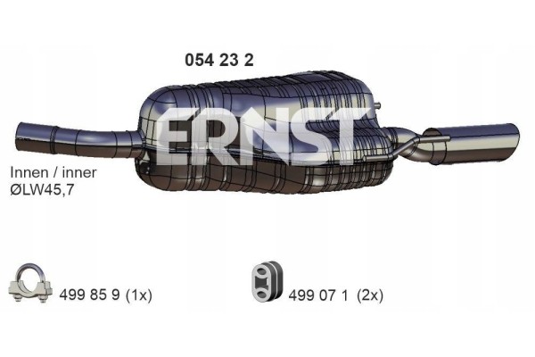 Final silencer ERNST 054232 for OPEL Astra H Hatchback A04 Astra H GTC