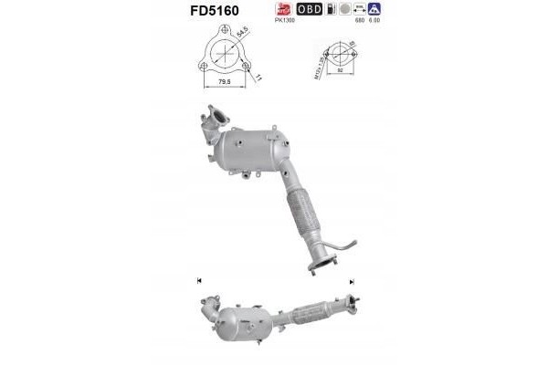 AS PARTICULATE FILTER DPF MITSUBISHI 1 8D 2 2D EURO 5 Catalog number of the original MITSUBISHI 1584A672